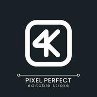 4K resolution pixel perfect white linear ui icon for dark theme. High quality. Video format. Editing software. Vector line pictogram. Isolated user interface symbol for night mode. Editable stroke