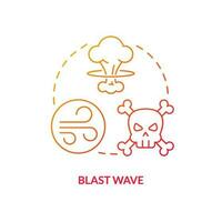 Blast wave red gradient concept icon. Cause of damage and destruction. Nuclear explosion danger abstract idea thin line illustration. Isolated outline drawing vector