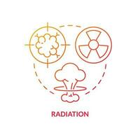 radiación rojo degradado concepto icono. peligro para cuerpo células daño. nuclear explosión peligro resumen idea Delgado línea ilustración. aislado contorno dibujo vector