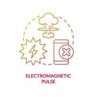 Electromagnetic pulse red gradient concept icon. Appliances damage. Nuclear explosion danger abstract idea thin line illustration. Isolated outline drawing vector