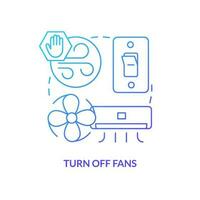 Turn off fans blue gradient concept icon. Avoid fresh air. Action at home during nuclear accident abstract idea thin line illustration. Isolated outline drawing vector