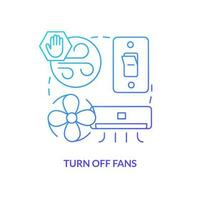 Turn off fans blue gradient concept icon. Avoid fresh air. Action at home during nuclear accident abstract idea thin line illustration. Isolated outline drawing vector