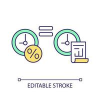 Maturity matching strategy RGB color icon. Equal time. Dividends and assets. Financial management. Isolated vector illustration. Simple filled line drawing. Editable stroke