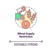Wheat supply restriction concept icon. Regulate food inflation. Harvest shortage abstract idea thin line illustration. Isolated outline drawing. Editable stroke vector