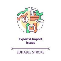 Agro export and import issues concept icon. International agricultural product trade abstract idea thin line illustration. Isolated outline drawing. Editable stroke vector