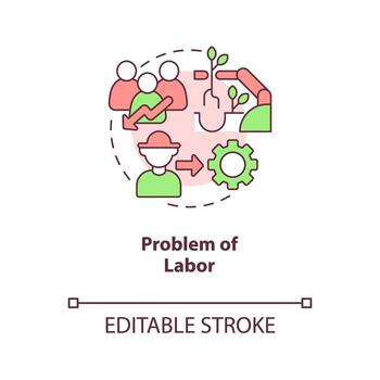 Problem of labor concept icon. Farming mechanization. Reduce workforce. Automation abstract idea thin line illustration. Isolated outline drawing. Editable stroke vector