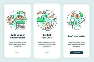 Interest rates on farm onboarding mobile app screen. Agro business walkthrough 3 steps editable graphic instructions with linear concepts. UI, UX, GUI templated vector