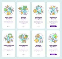 Farming issues onboarding mobile app screen set. Agro challenges walkthrough 4 steps editable graphic instructions with linear concepts. UI, UX, GUI templated vector