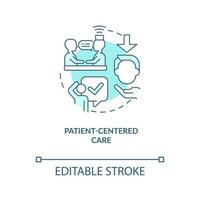 Patient centered medical care turquoise concept icon. Personalized medicine abstract idea thin line illustration. Isolated outline drawing. Editable stroke vector