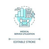 Health service utilization turquoise concept icon. Access to medicine abstract idea thin line illustration. Isolated outline drawing. Editable stroke vector