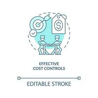 Effective cost controls turquoise concept icon. Competitive advantage abstract idea thin line illustration. Isolated outline drawing. Editable stroke vector