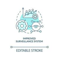 Improved surveillance system turquoise concept icon. Post covid medicine. Data abstract idea thin line illustration. Isolated outline drawing. Editable stroke vector