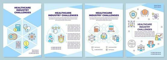 Healthcare industry challenges brochure template. Leaflet design with linear icons. Editable 4 vector layouts for presentation, annual reports