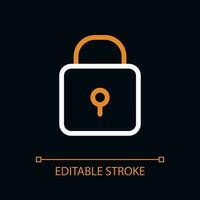 Padlock pixel perfect color linear ui icon for dark theme. Closed access to sensitive data. Outline isolated user interface pictogram. GUI, UX design for night mode. Editable stroke vector