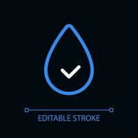 Hydration pixel perfect color linear ui icon for dark theme. Consume water. Stay hydrated. Outline isolated user interface pictogram. GUI, UX design for night mode. Editable stroke vector