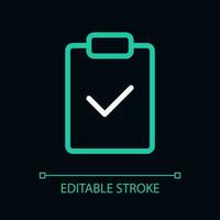 Completed task pixel perfect color linear ui icon for dark theme. Project management. Outline isolated user interface pictogram. GUI, UX design for night mode. Editable stroke vector