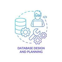 base de datos diseño y planificación azul degradado concepto icono. sistema analista. datos administrador resumen idea Delgado línea ilustración. aislado contorno dibujo vector