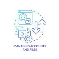 Managing accounts and files blue gradient concept icon. Company records. Business intelligence abstract idea thin line illustration. Isolated outline drawing vector