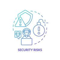 Security risks blue gradient concept icon. Reduce computer attacks. Data threats. Information breach abstract idea thin line illustration. Isolated outline drawing vector