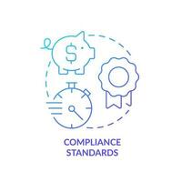 Compliance standards blue gradient concept icon. Quality of information management system. Relevant strategy abstract idea thin line illustration. Isolated outline drawing vector