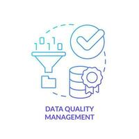 Data quality management blue gradient concept icon. Information storage. Server optimization abstract idea thin line illustration. Isolated outline drawing vector