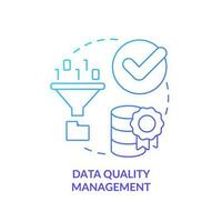 Data quality management blue gradient concept icon. Information storage. Server optimization abstract idea thin line illustration. Isolated outline drawing vector