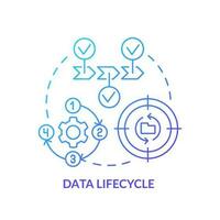Data lifecycle blue gradient concept icon. Information usage stages. Phases of database process abstract idea thin line illustration. Isolated outline drawing vector