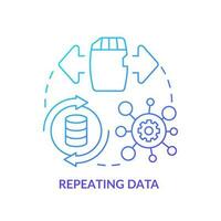 Repeating data blue gradient concept icon. Large information storage. Expand database system abstract idea thin line illustration. Isolated outline drawing vector