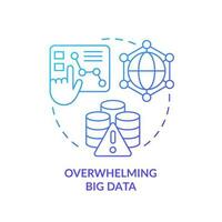 Overwhelm big data blue gradient concept icon. Digital storage overload. Full database. Massive information abstract idea thin line illustration. Isolated outline drawing vector