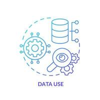 Data use blue gradient concept icon. Information management system. Digital storage. Database implementation abstract idea thin line illustration. Isolated outline drawing vector