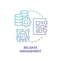 Big data management blue gradient concept icon. Massive information. Large storage size. Optimization process abstract idea thin line illustration. Isolated outline drawing vector