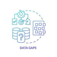 Data gaps blue gradient concept icon. Missing information. Database governance problems. Storage issue abstract idea thin line illustration. Isolated outline drawing vector