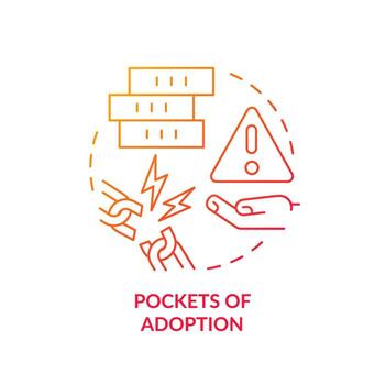 bolsillos de adopción rojo degradado concepto icono. datos gobernancia problema. información sistema nubes resumen idea Delgado línea ilustración. aislado contorno dibujo vector