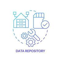 Data repository blue gradient concept icon. Operation framework. Memory optimization. Information storage abstract idea thin line illustration. Isolated outline drawing vector