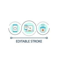 seguro conexión lazo concepto icono. de confianza red. compartiendo archivos. evitar datos fuga resumen idea Delgado línea ilustración. aislado contorno dibujo. editable carrera vector