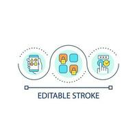 utilizar diferente contraseña lazo concepto icono. fuerte iniciar sesión datos. evitar hackear. cuenta seguridad resumen idea Delgado línea ilustración. aislado contorno dibujo. editable carrera vector