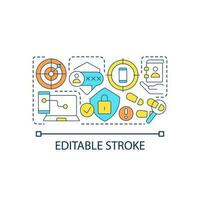 Detecting hacking attack concept icon. Cybersecurity. Leak personal information. Strong password abstract idea thin line illustration. Isolated outline drawing. Editable stroke vector