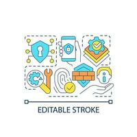 Improve smartphone security concept icon. Prevent leaked personal data. Strong password abstract idea thin line illustration. Isolated outline drawing. Editable stroke vector
