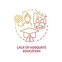 Lack of adequate education red gradient concept icon. Inclusive growth issue in low income countries abstract idea thin line illustration. Isolated outline drawing vector