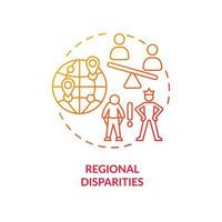 Regional disparities red gradient concept icon. Social injustice. Making growth inclusive barrier abstract idea thin line illustration. Isolated outline drawing vector