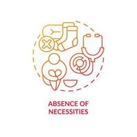 Lack of access to necessities red gradient concept icon. Globalization issue. Common reason of modern slavery abstract idea thin line illustration. Isolated outline drawing vector