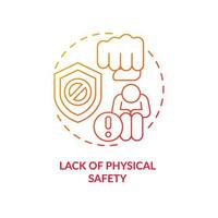 Lack of physical safety red gradient concept icon. Social challenge. Main cause of contemporary slavery abstract idea thin line illustration. Isolated outline drawing vector