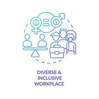 Diverse and inclusive workplace blue gradient concept icon. Social justice. Decent working policy abstract idea thin line illustration. Isolated outline drawing vector