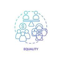 Equality blue gradient concept icon. Social security. Principle of inclusive economy growth index abstract idea thin line illustration. Isolated outline drawing vector