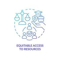 Equitable access to resources blue gradient concept icon. Characteristic of fair economy growth abstract idea thin line illustration. Isolated outline drawing vector