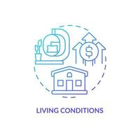 Living conditions blue gradient concept icon. Social wealth. Element of inclusive development index abstract idea thin line illustration. Isolated outline drawing vector