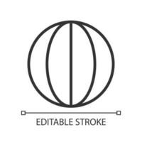 Longitude pixel perfect linear icon. Spherical globe. World map. Planet meridian. Earth surface. Thin line illustration. Contour symbol. Vector outline drawing. Editable stroke