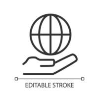 Internet service pixel perfect linear icon. Global network. Worldwide telecommunication. Thin line illustration. Contour symbol. Vector outline drawing. Editable stroke