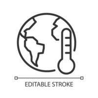 Global warming pixel perfect linear icon. Climate changes. Hot weather. Ecological issue. Thin line illustration. Contour symbol. Vector outline drawing. Editable stroke
