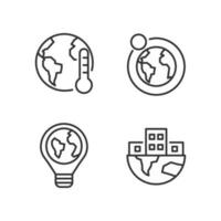 Global problems pixel perfect linear icons set. Urbanization process. Climate change. Energy sustainability. Customizable thin line symbols. Isolated vector outline illustrations. Editable stroke